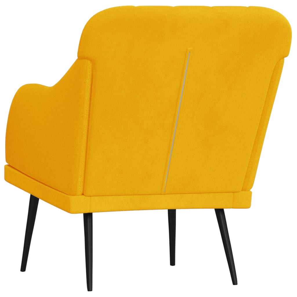 vidaXL Fotel, żółty, 63x76x80 cm, obity aksamitem