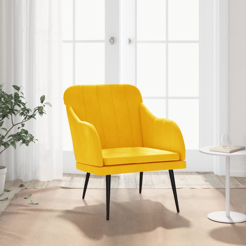 vidaXL Fotel, żółty, 63x76x80 cm, obity aksamitem