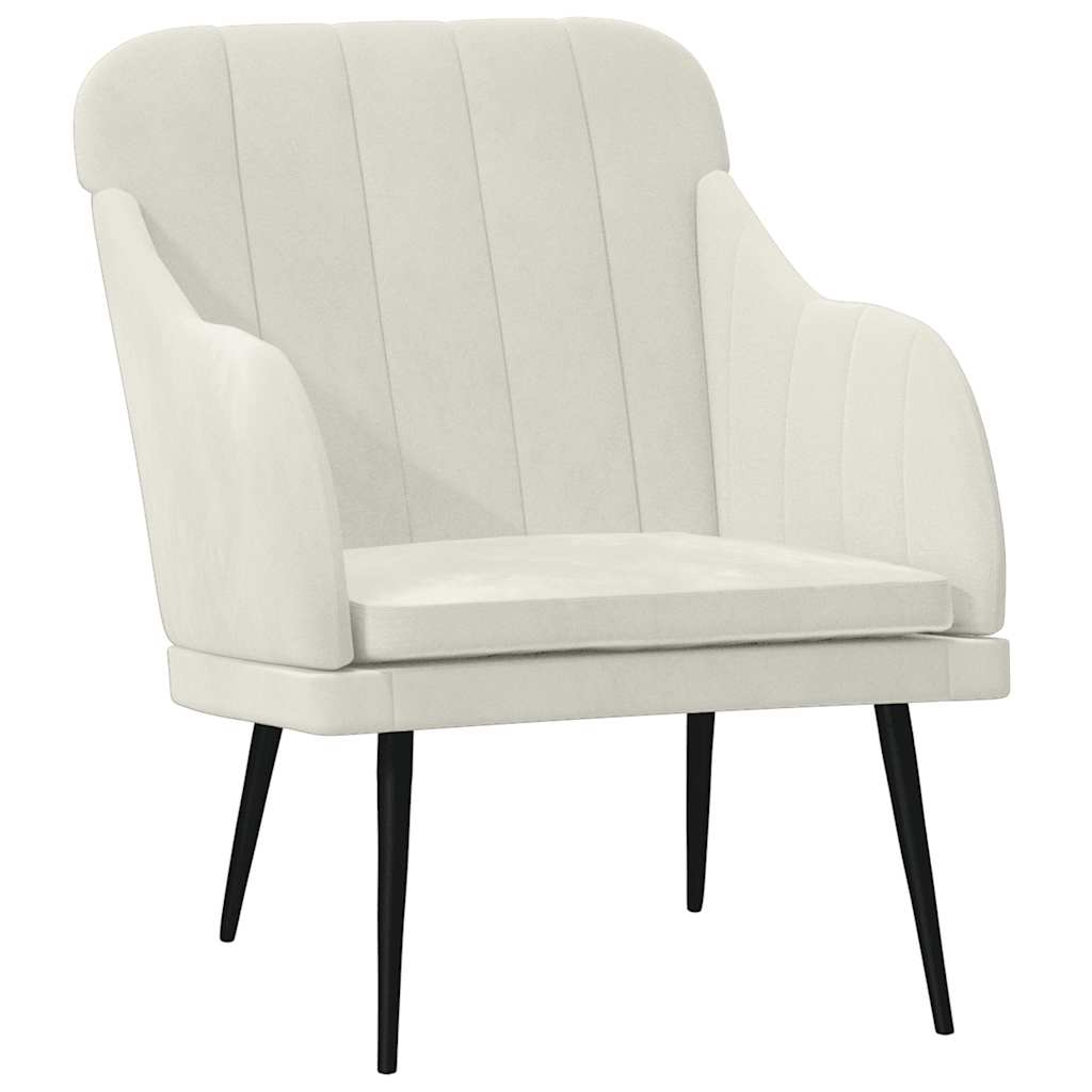 vidaXL Fotel, kremowy, 63x76x80 cm, obity aksamitem