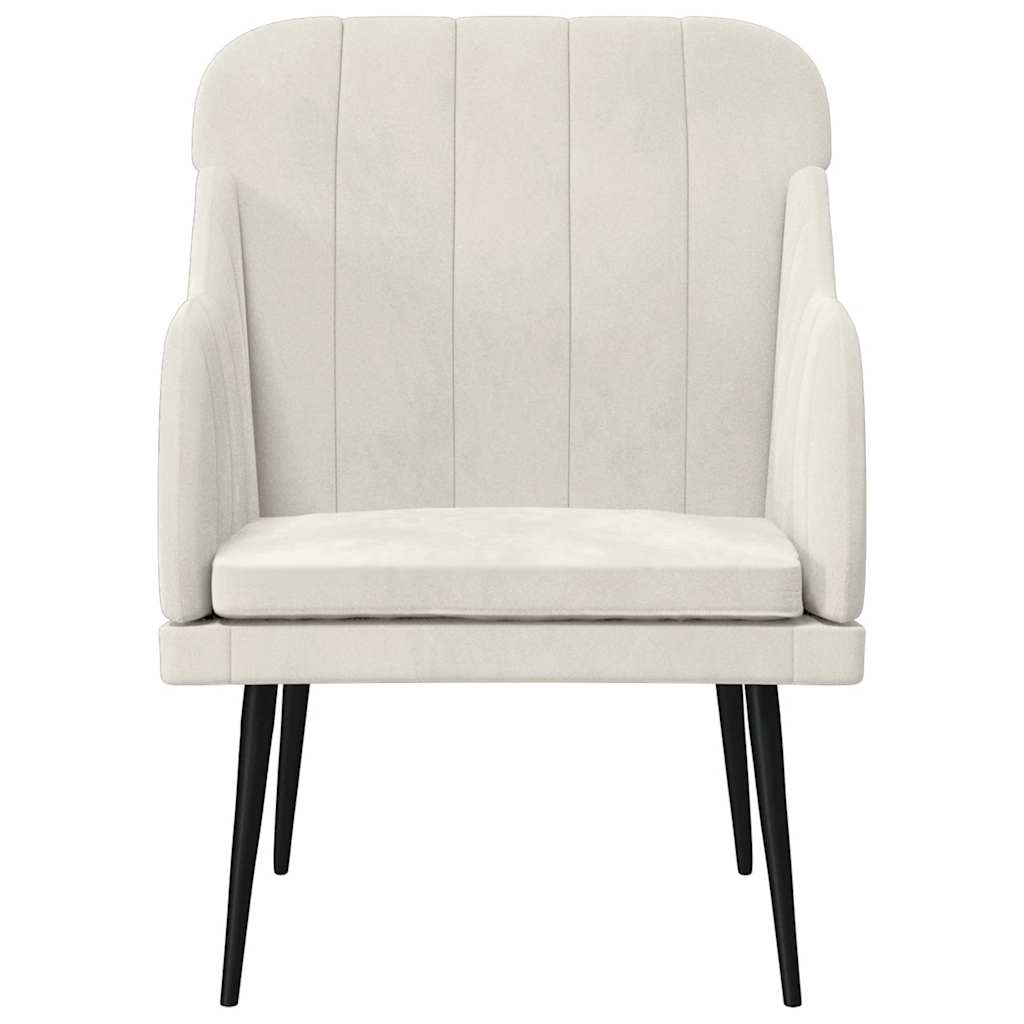 vidaXL Fotel, kremowy, 63x76x80 cm, obity aksamitem