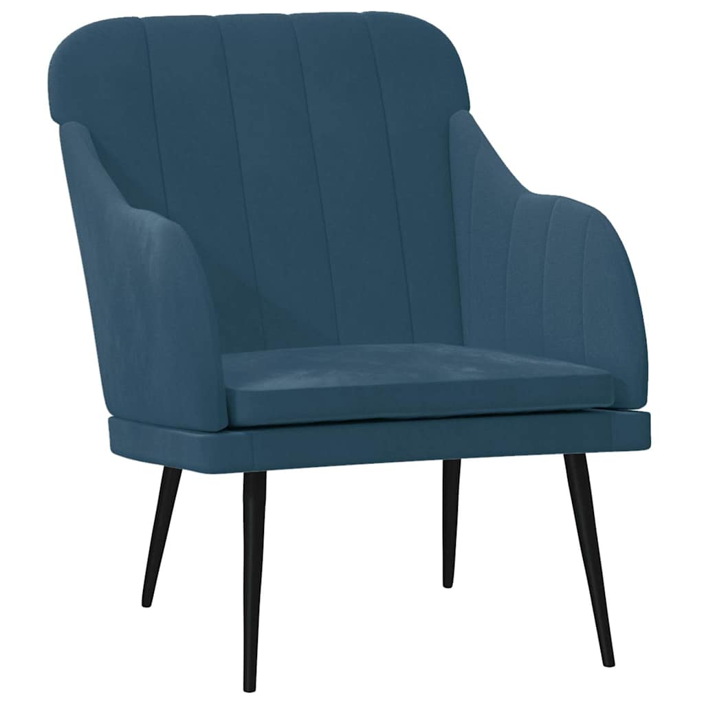 vidaXL Fotel, niebieski, 63x76x80 cm, obity aksamitem