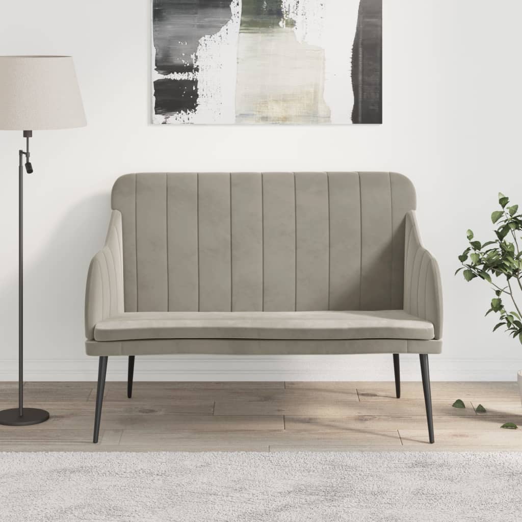 vidaXL Ławka, jasnoszara, 110x76x80 cm, obita aksamitem