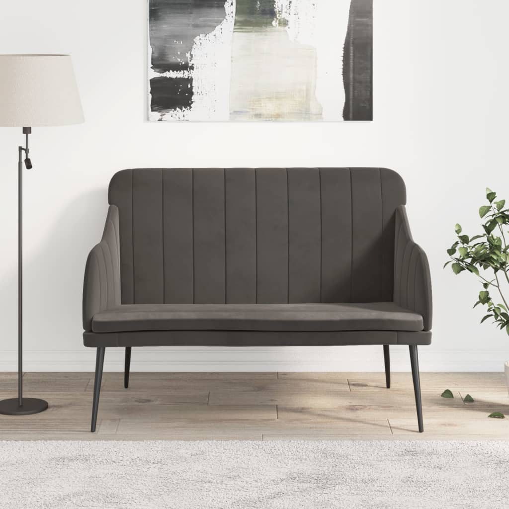 vidaXL Ławka, ciemnoszara, 110x76x80 cm, obita aksamitem