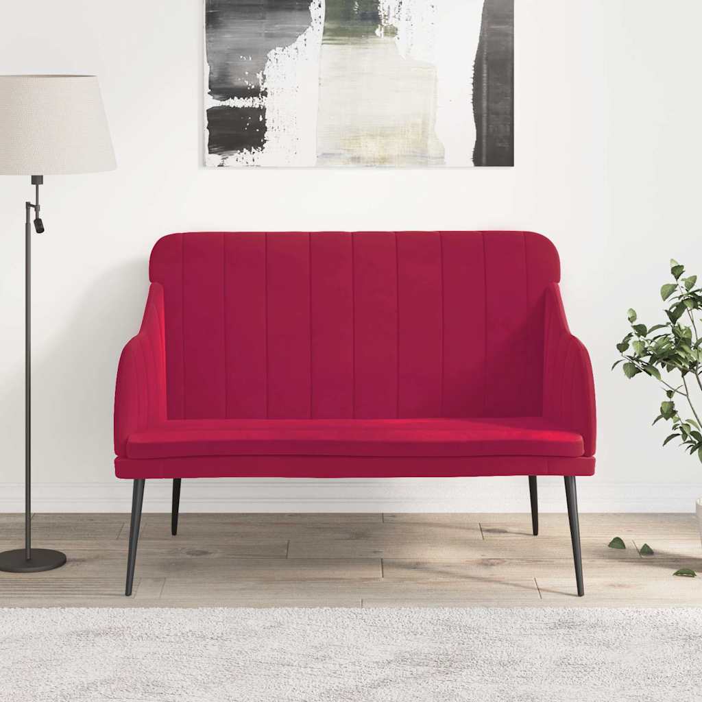 vidaXL Ławka, winna czerwień, 110x76x80 cm, obita aksamitem