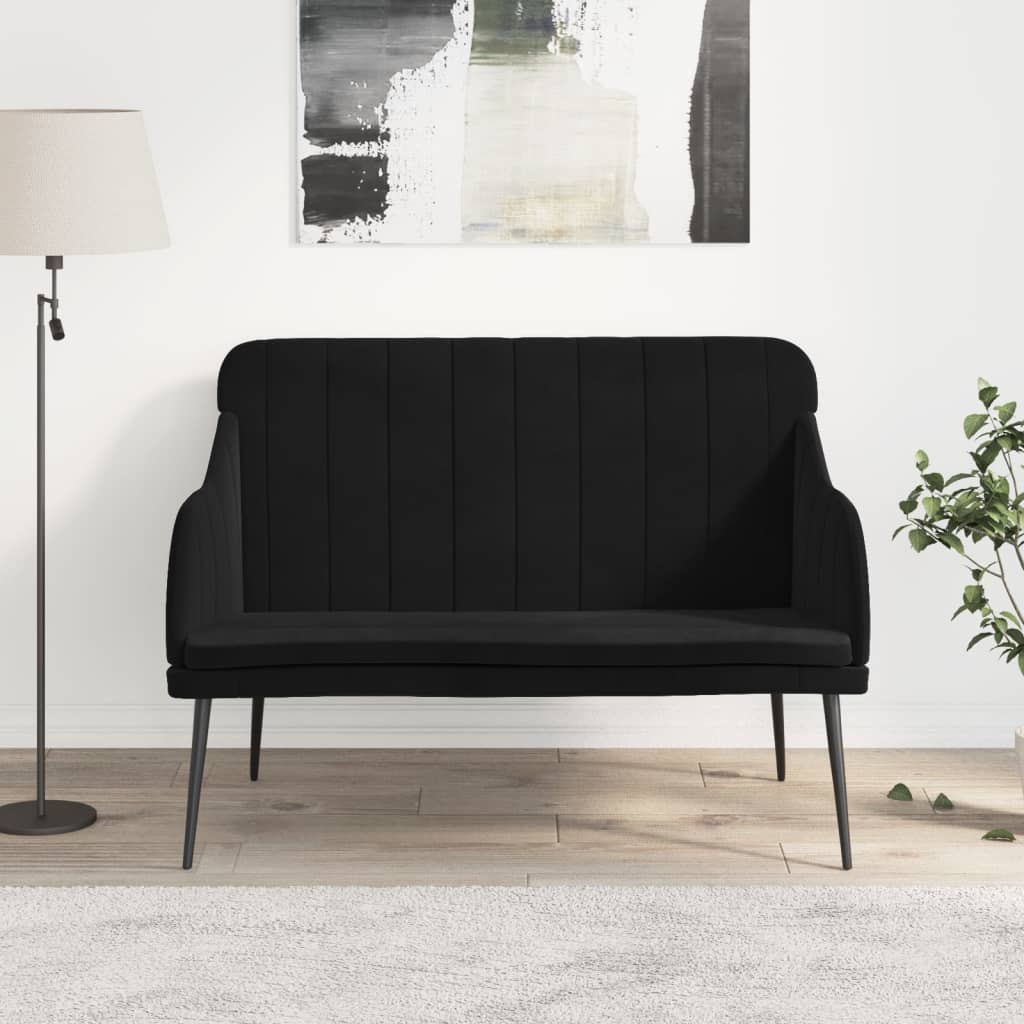 vidaXL Ławka, czarna, 110x76x80 cm, obita aksamitem