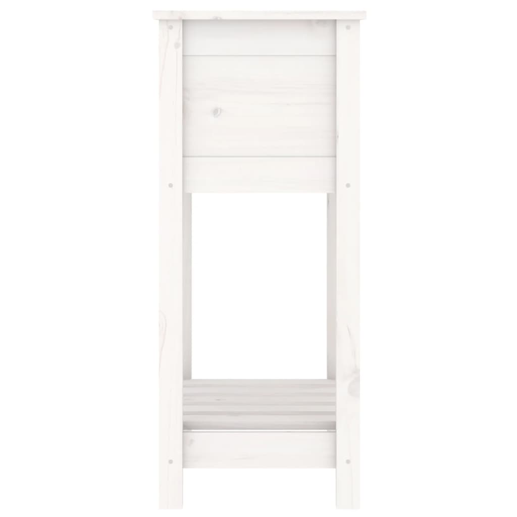 vidaXL Donica z półką, biała, 54x34,5x81 cm, lite drewno sosnowe