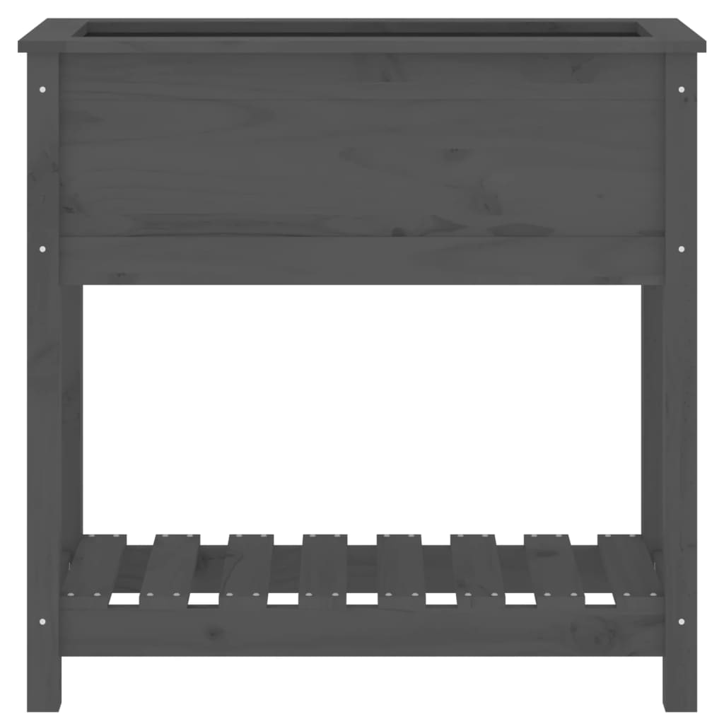 vidaXL Donica z półką, szara, 82,5x34,5x81 cm, lite drewno sosnowe