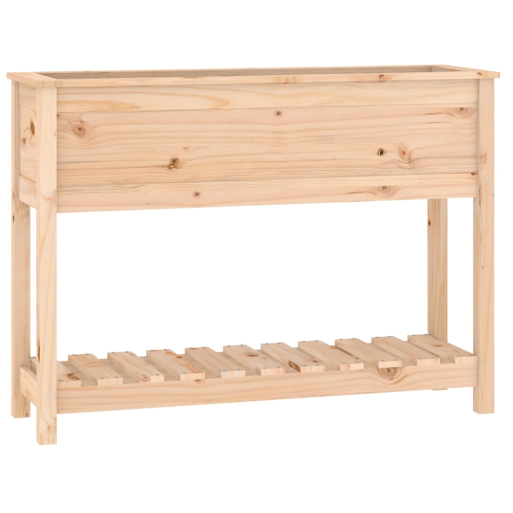 vidaXL Donica z półką, 111,5x34,5x81 cm, lite drewno sosnowe