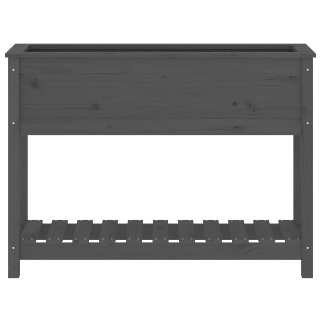 vidaXL Donica z półką, szara, 111,5x34,5x81 cm, lite drewno sosnowe