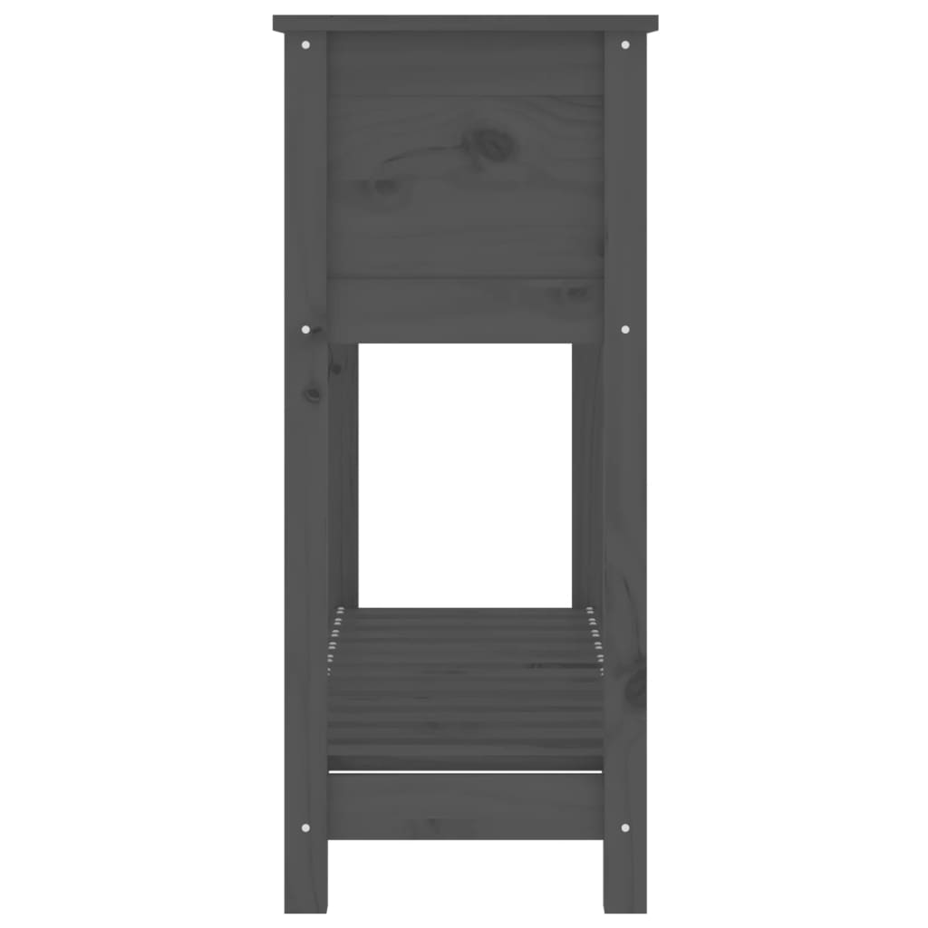 vidaXL Donica z półką, szara, 111,5x34,5x81 cm, lite drewno sosnowe
