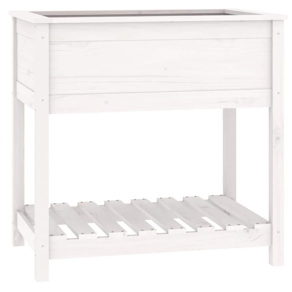 vidaXL Donica z półką, biała, 82,5x54x81 cm, lite drewno sosnowe