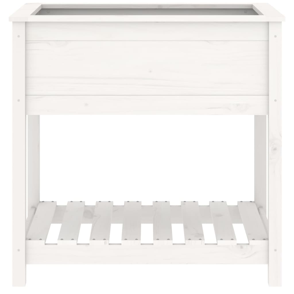 vidaXL Donica z półką, biała, 82,5x54x81 cm, lite drewno sosnowe