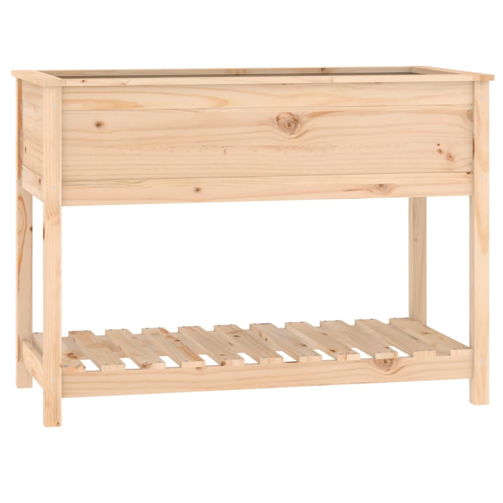vidaXL Donica z półką, 111,5x54x81 cm, lite drewno sosnowe