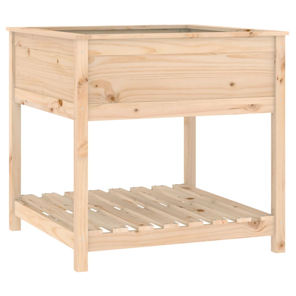 vidaXL Donica z półką, 82,5x82,5x81 cm, lite drewno sosnowe