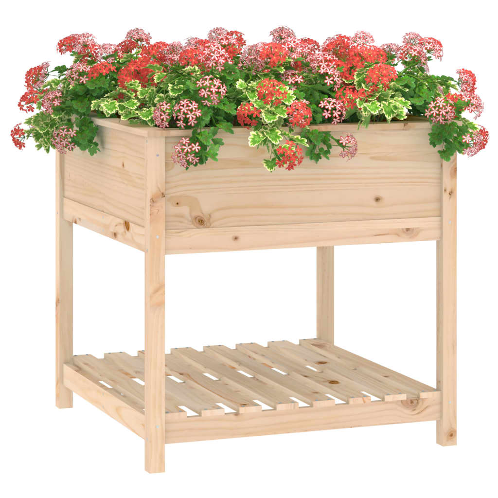 vidaXL Donica z półką, 82,5x82,5x81 cm, lite drewno sosnowe