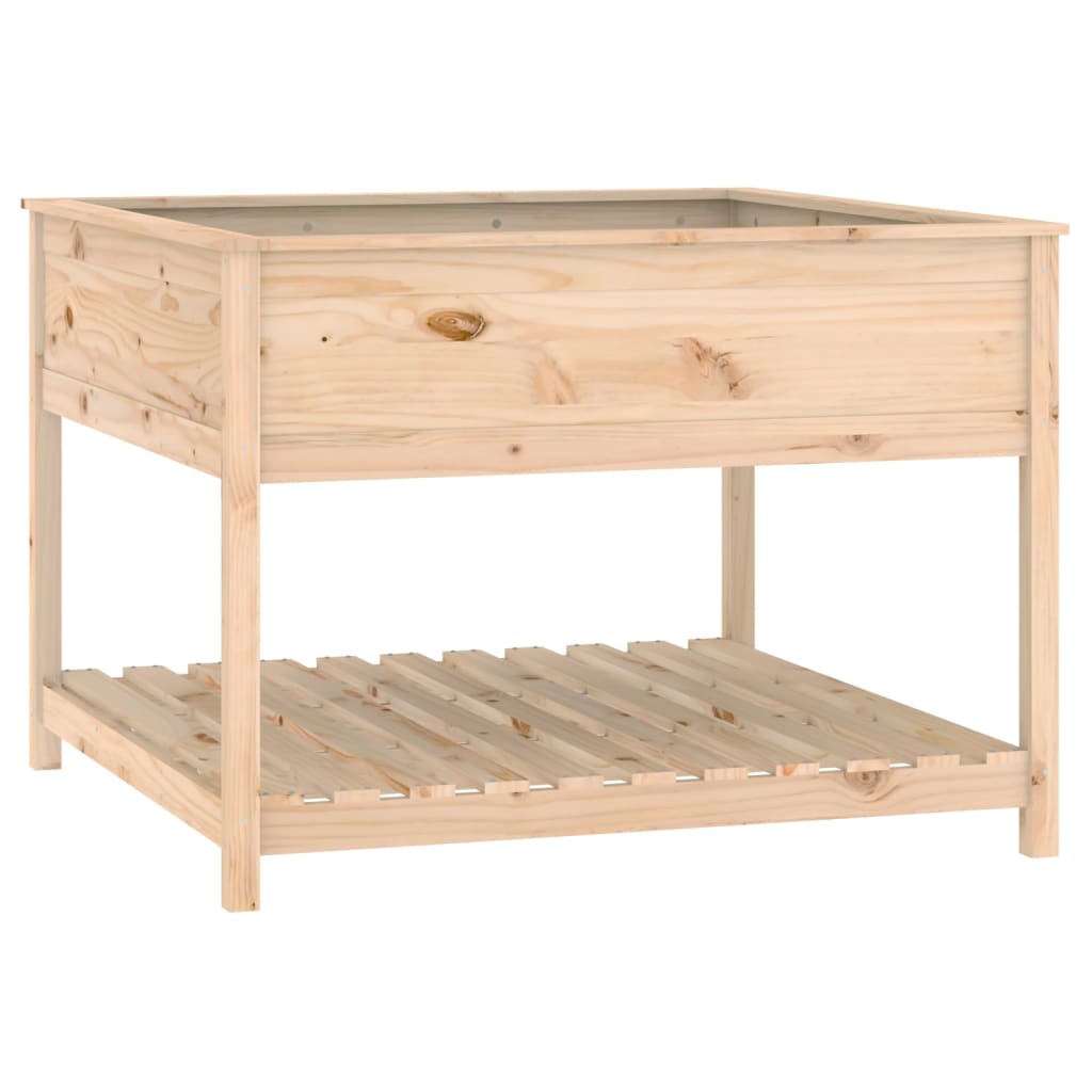 vidaXL Donica z półką, 111,5x111,5x81 cm, lite drewno sosnowe