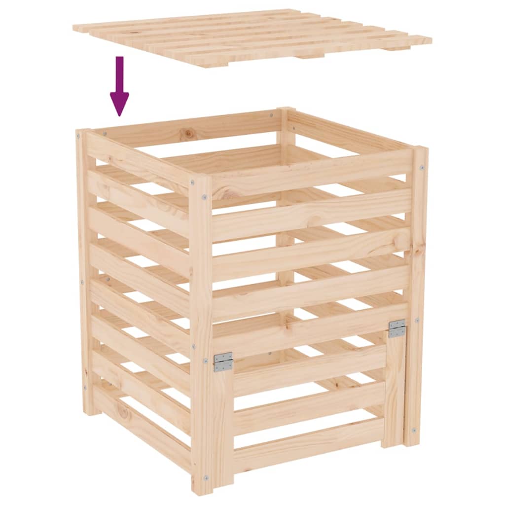 vidaXL Kompostownik, 63,5x63,5x77,5 cm, lite drewno sosnowe