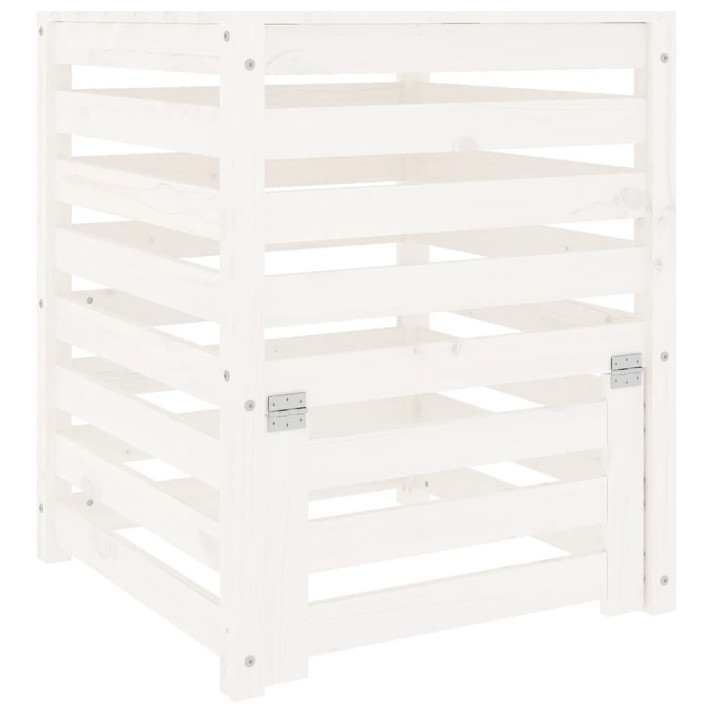 vidaXL Kompostownik, biały, 63,5x63,5x77,5 cm, lite drewno sosnowe