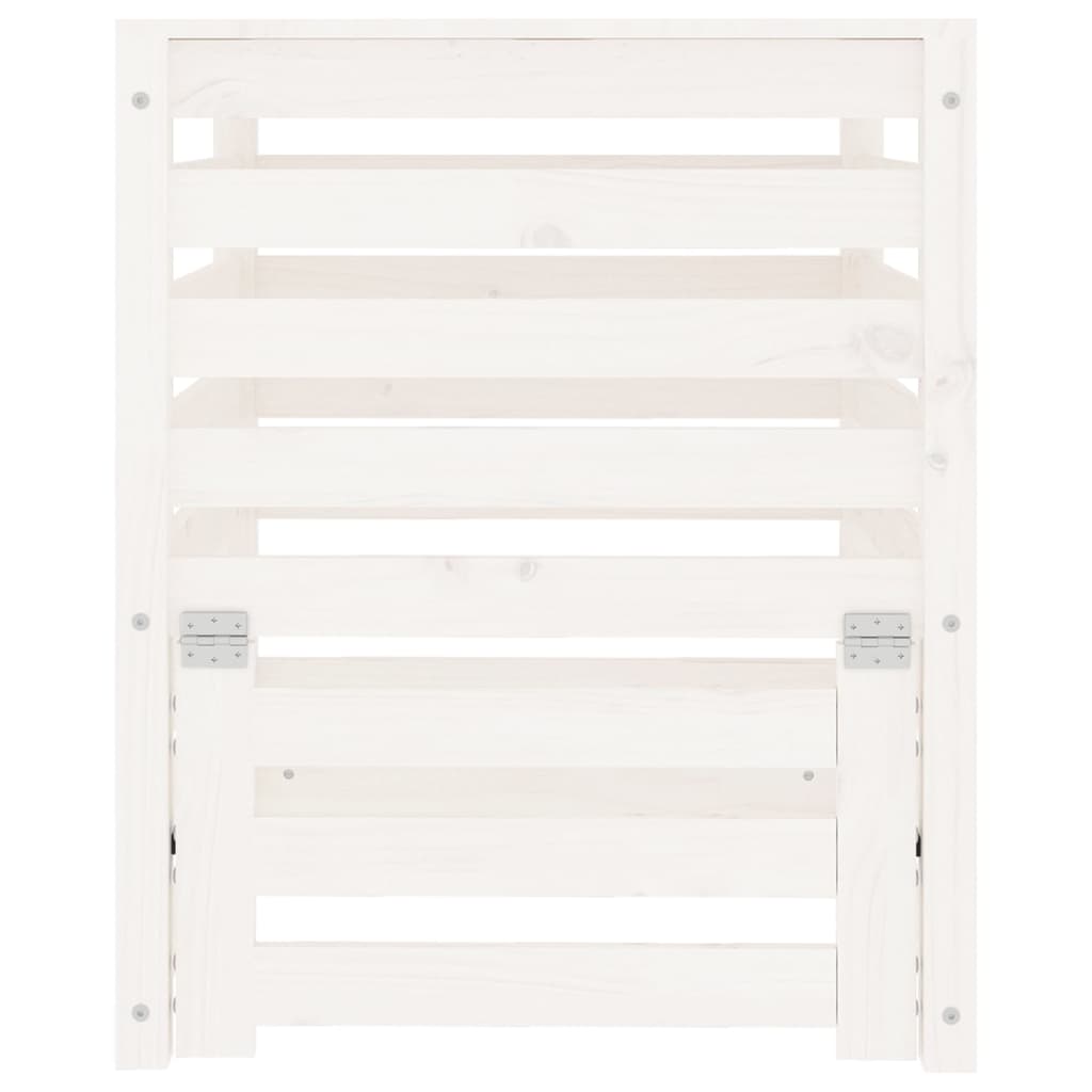 vidaXL Kompostownik, biały, 63,5x63,5x77,5 cm, lite drewno sosnowe