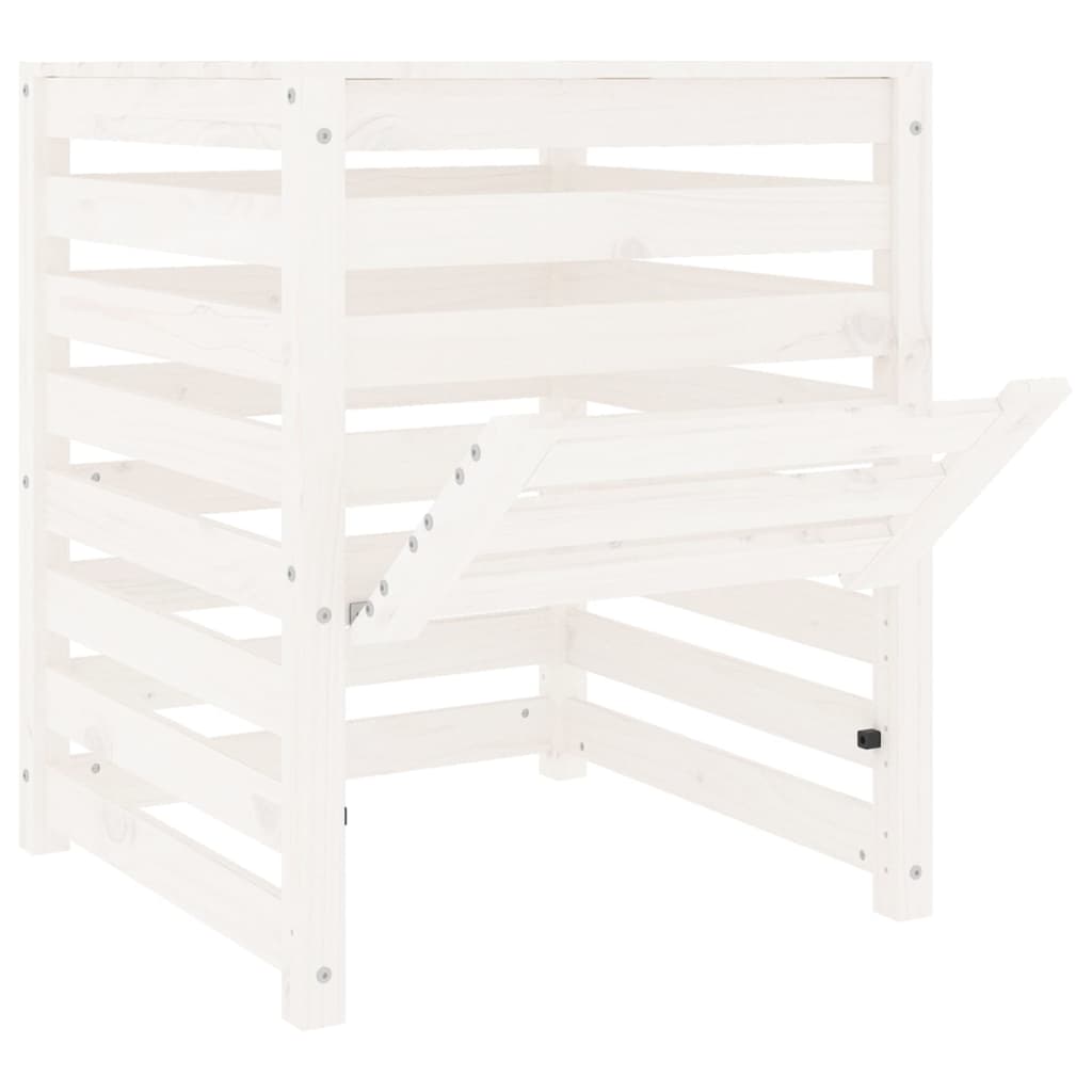vidaXL Kompostownik, biały, 63,5x63,5x77,5 cm, lite drewno sosnowe