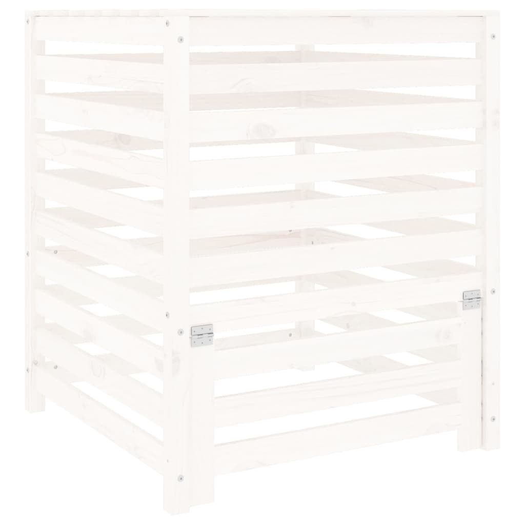 vidaXL Kompostownik, biały, 82,5x82,5x99,5 cm, lite drewno sosnowe