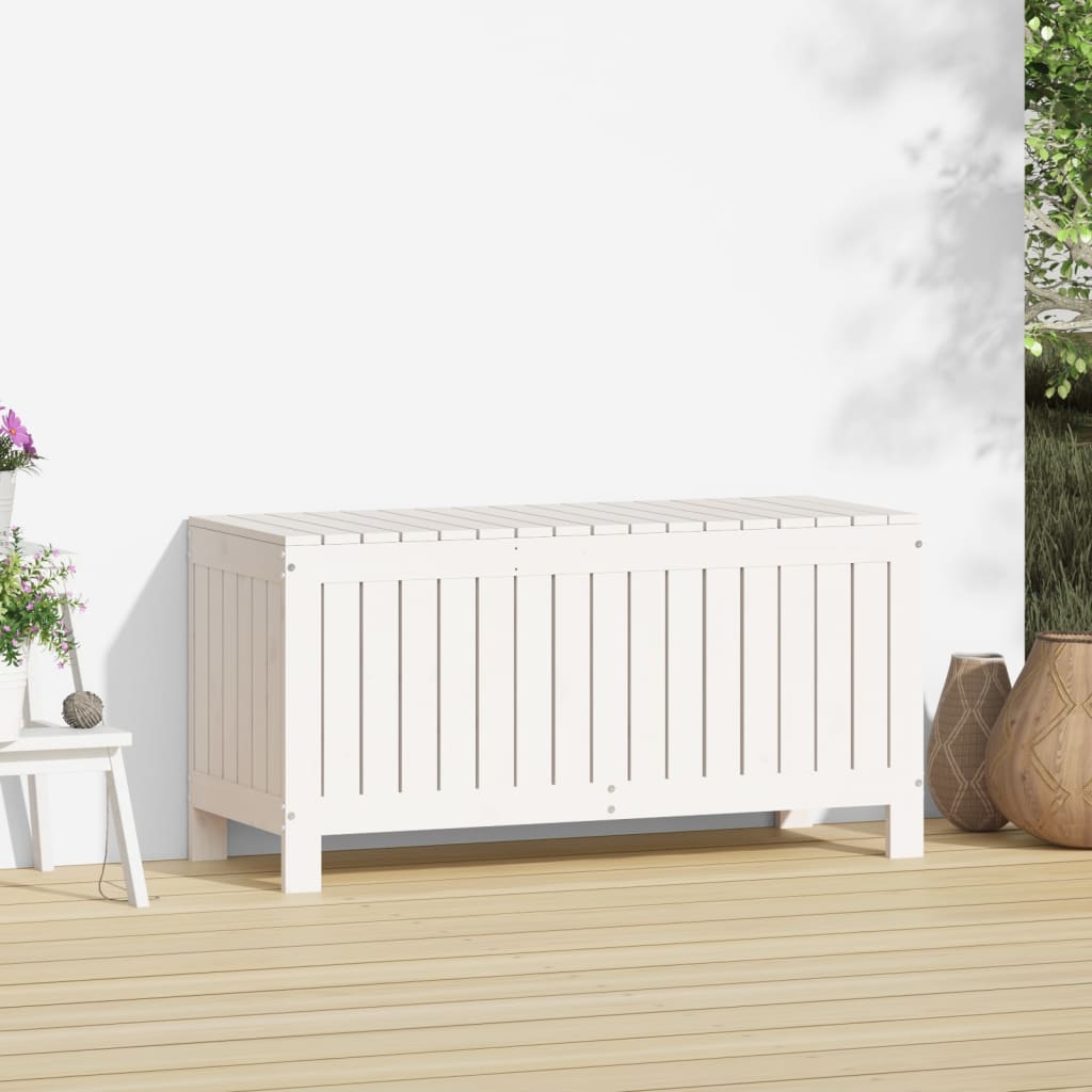 vidaXL Skrzynia ogrodowa, biała, 108x42,5x54 cm, lite drewno sosnowe