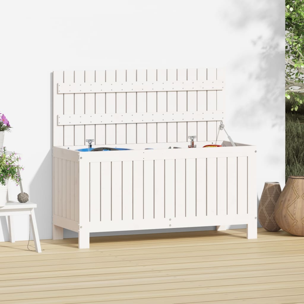 vidaXL Skrzynia ogrodowa, biała, 108x42,5x54 cm, lite drewno sosnowe