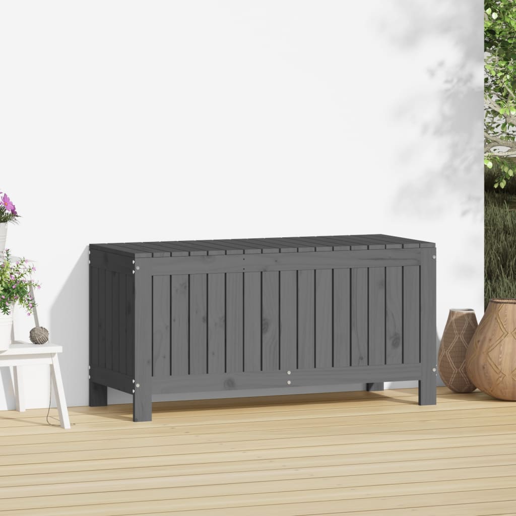 vidaXL Skrzynia ogrodowa, szara, 108x42,5x54 cm, lite drewno sosnowe
