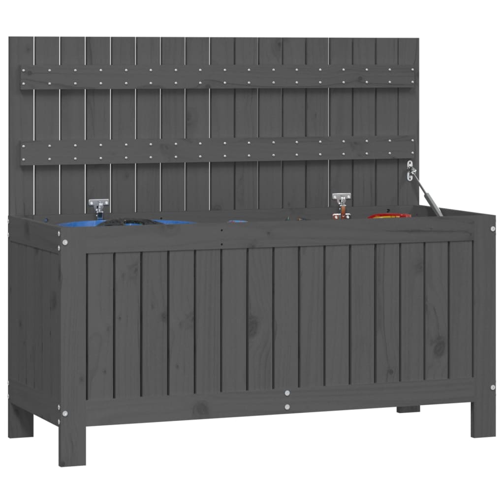 vidaXL Skrzynia ogrodowa, szara, 108x42,5x54 cm, lite drewno sosnowe