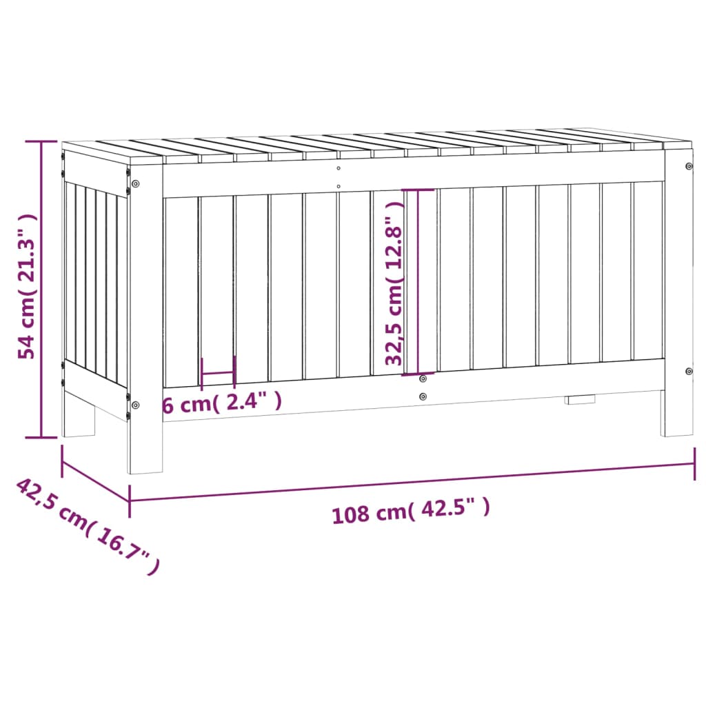 vidaXL Skrzynia ogrodowa, szara, 108x42,5x54 cm, lite drewno sosnowe