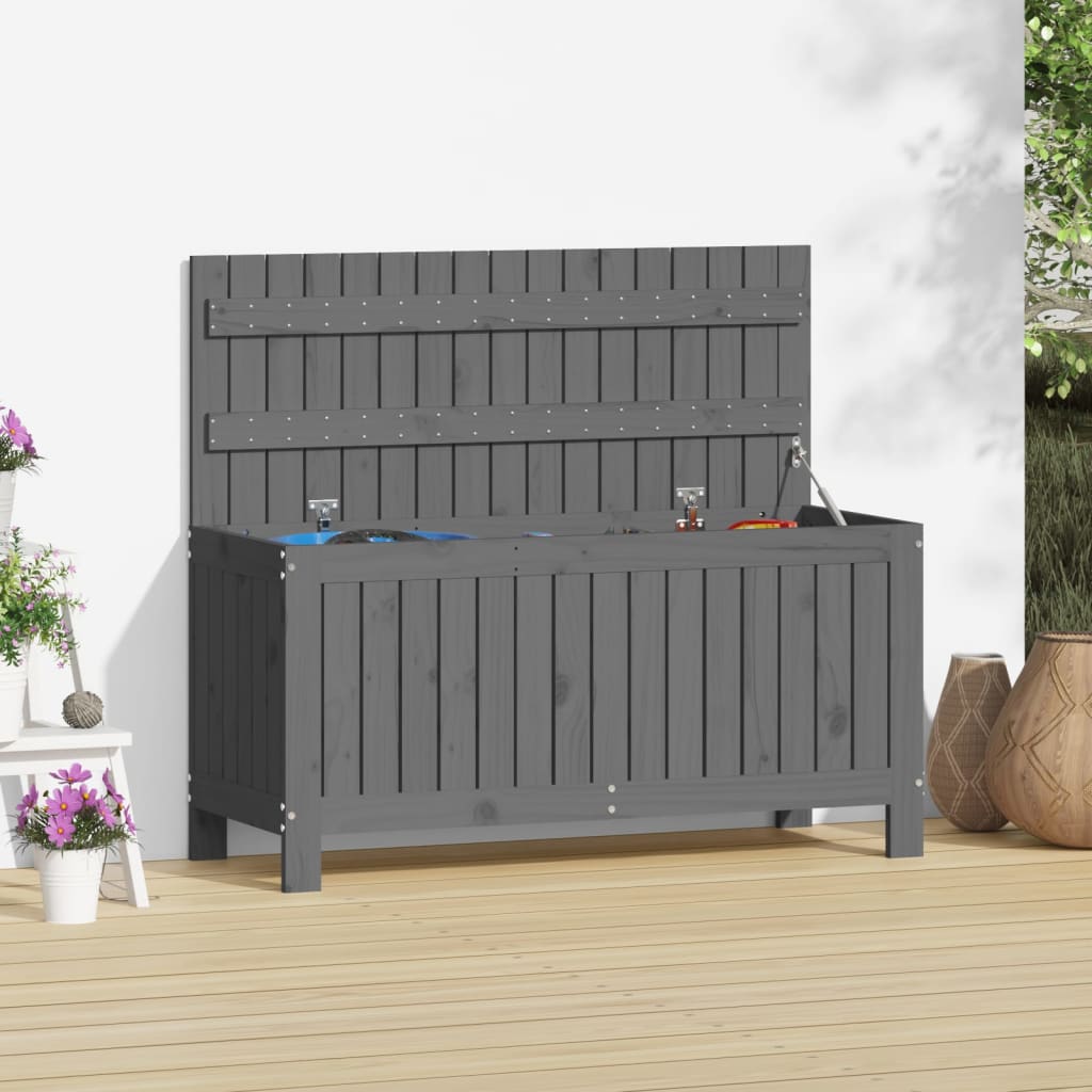 vidaXL Skrzynia ogrodowa, szara, 108x42,5x54 cm, lite drewno sosnowe