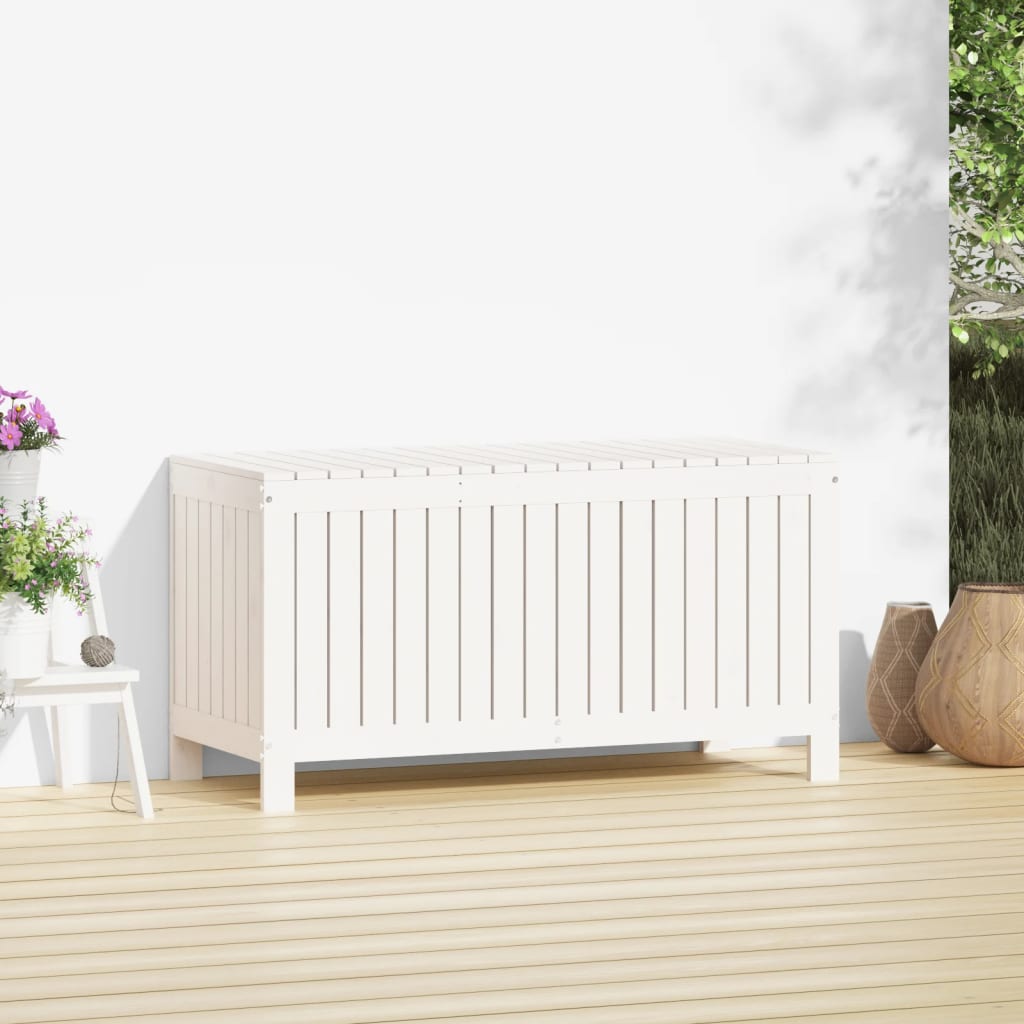 vidaXL Skrzynia ogrodowa, biała, 115x49x60 cm, lite drewno sosnowe