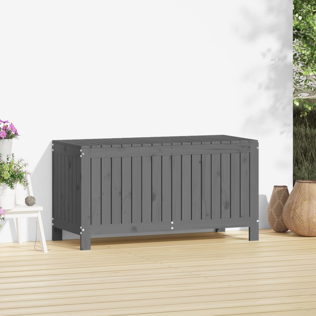 vidaXL Skrzynia ogrodowa, szara, 115x49x60 cm, lite drewno sosnowe