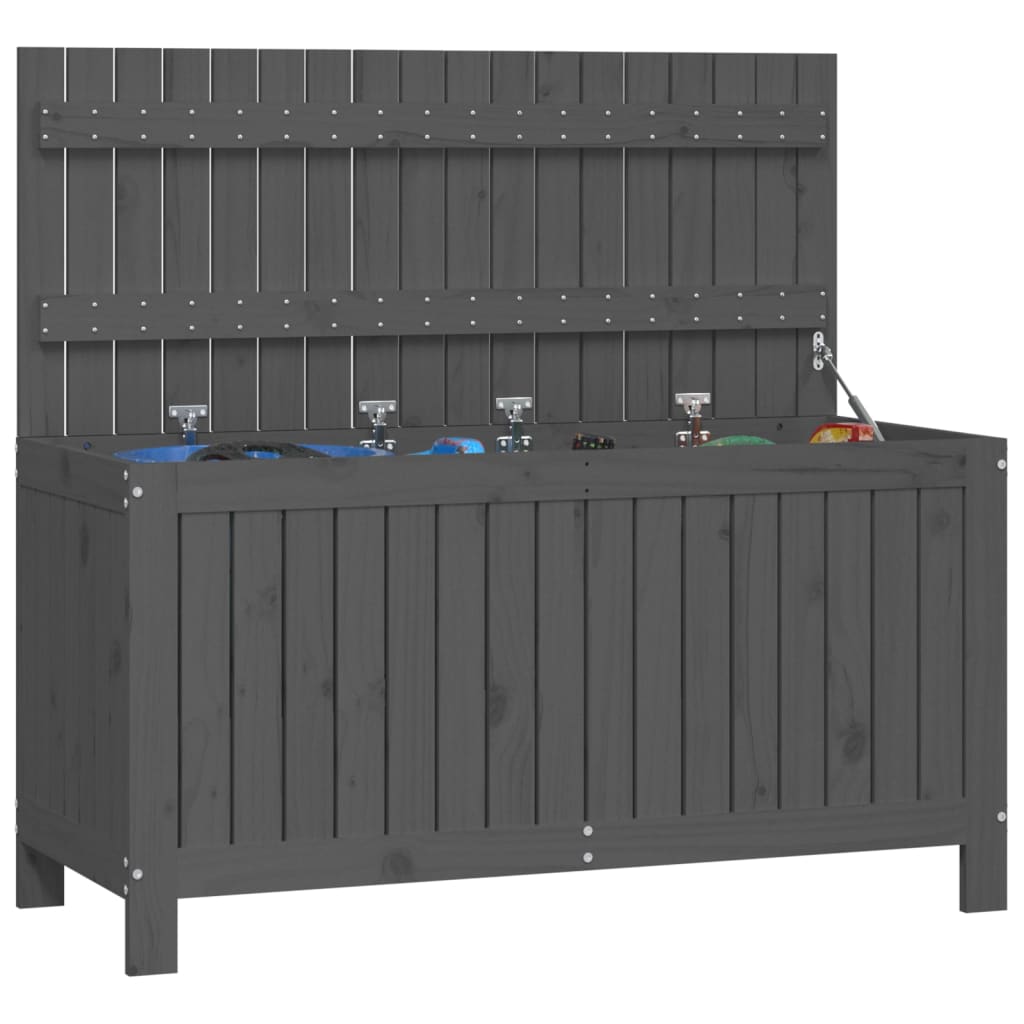 vidaXL Skrzynia ogrodowa, szara, 115x49x60 cm, lite drewno sosnowe