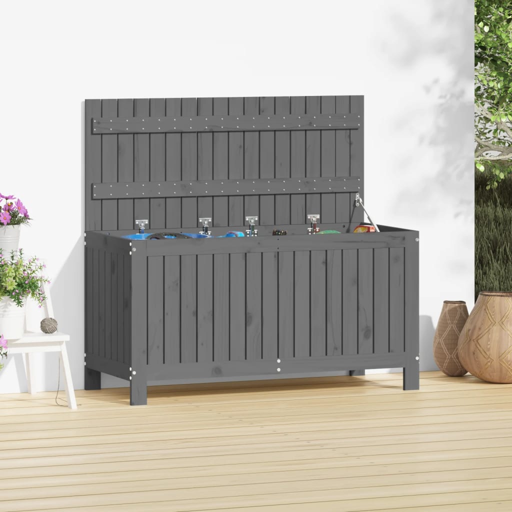 vidaXL Skrzynia ogrodowa, szara, 115x49x60 cm, lite drewno sosnowe