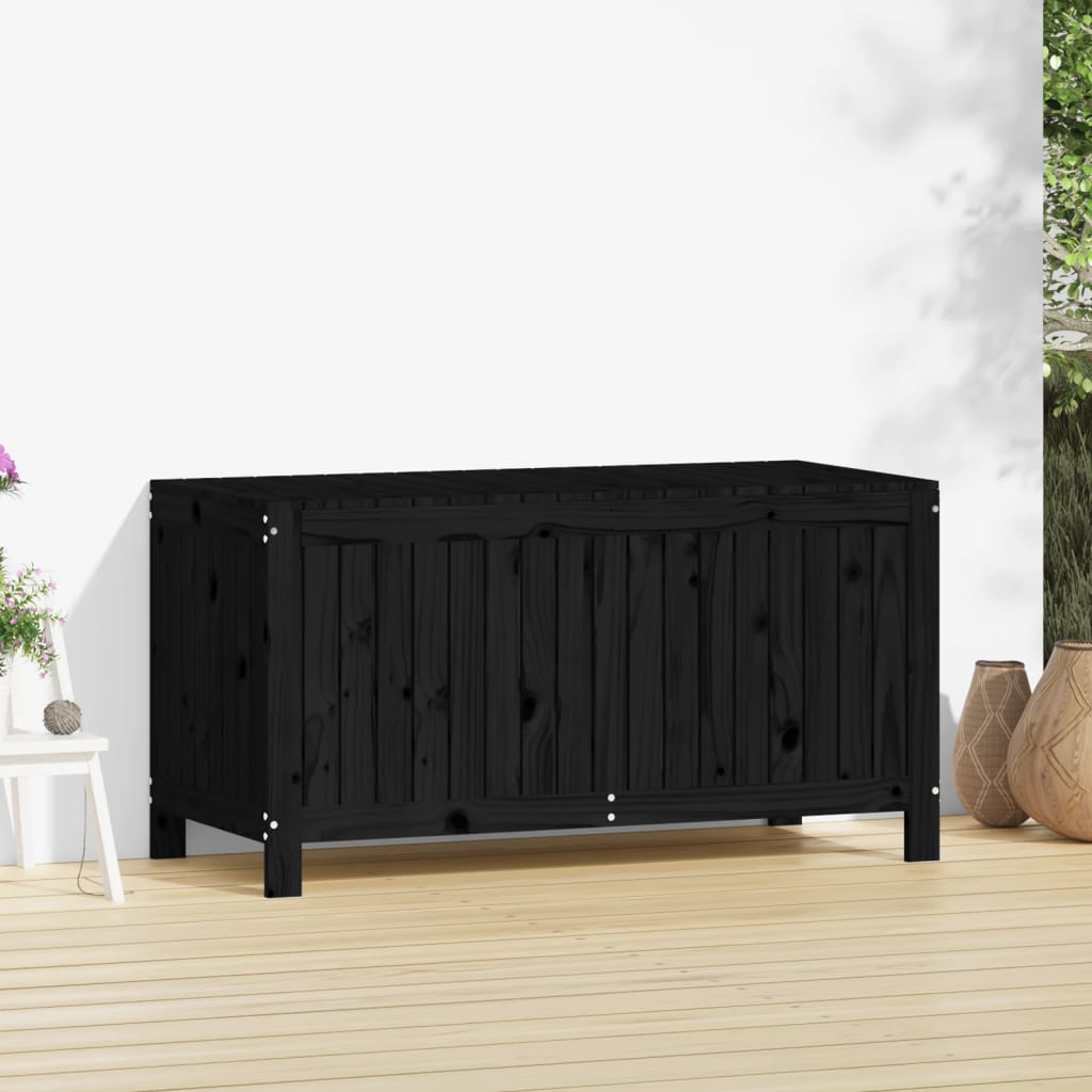 vidaXL Skrzynia ogrodowa, czarna, 121x55x64 cm, lite drewno sosnowe