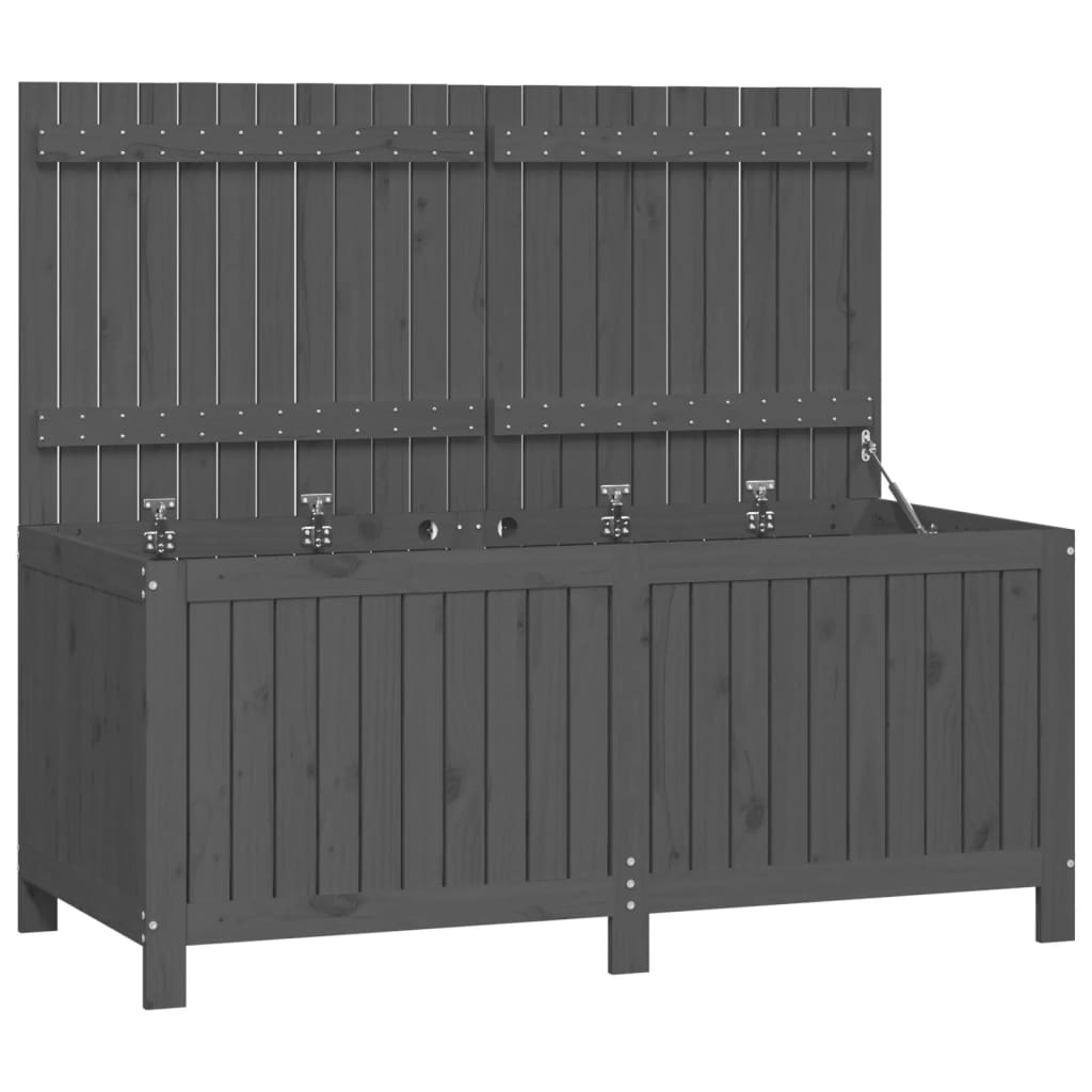 vidaXL Skrzynia ogrodowa, szara, 147x68x64 cm, lite drewno sosnowe