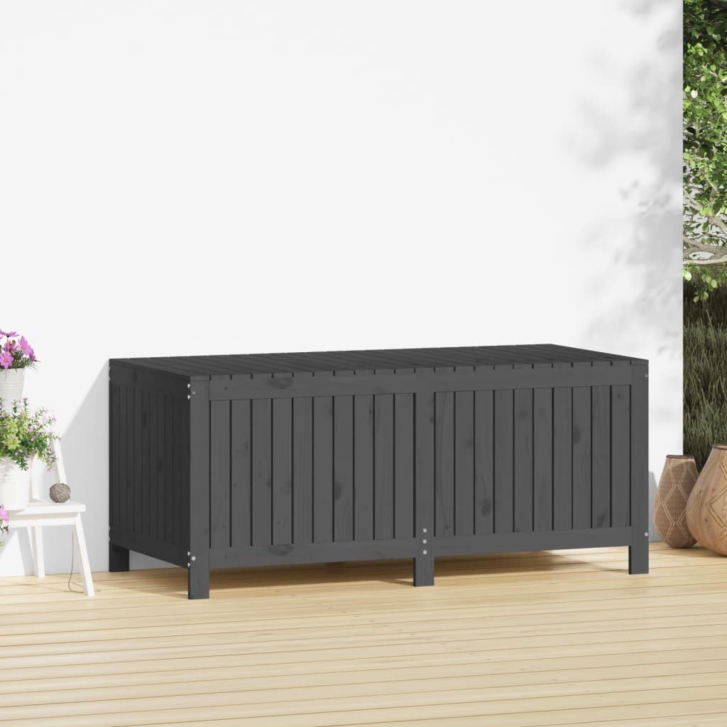 vidaXL Skrzynia ogrodowa, szara, 147x68x64 cm, lite drewno sosnowe