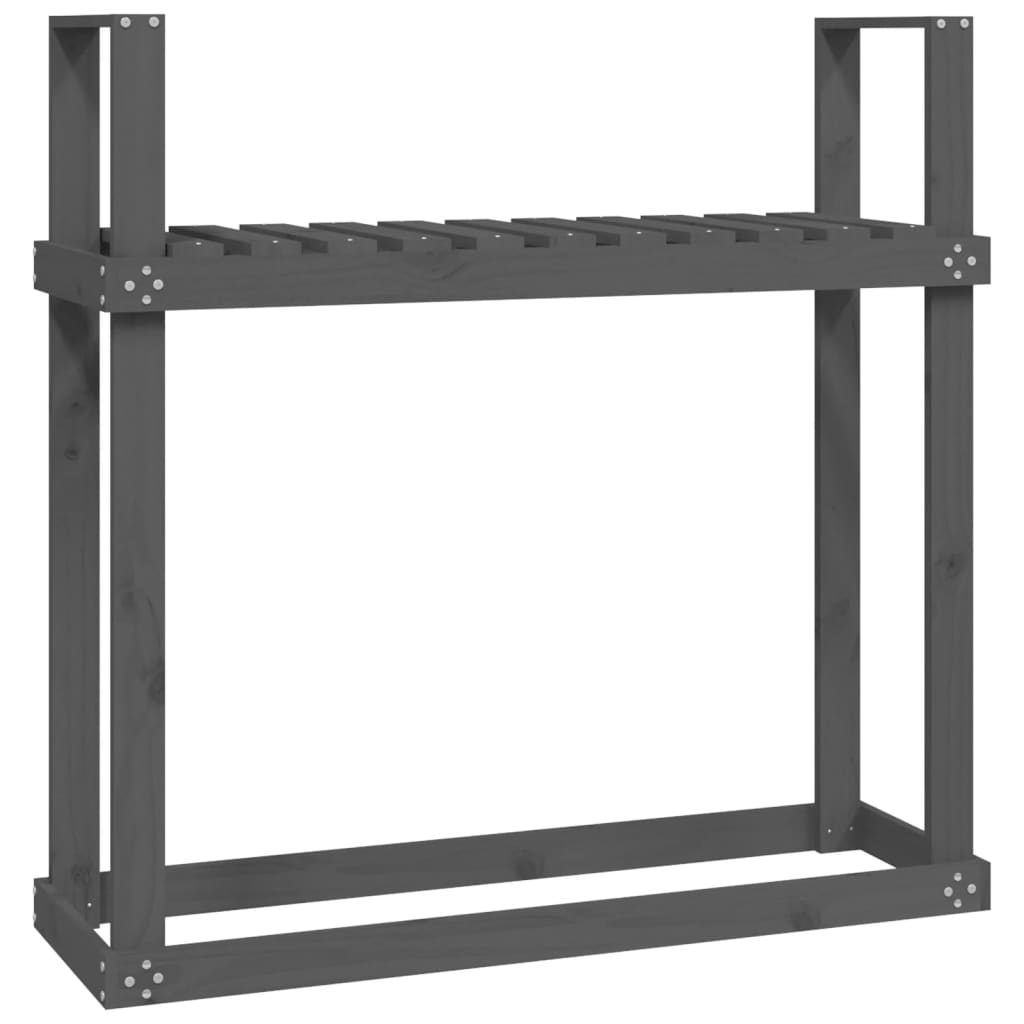 vidaXL Stojak na drewno, szary, 110x35x108,5 cm, lite drewno sosnowe