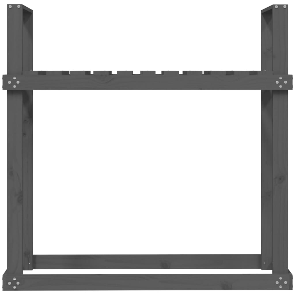 vidaXL Stojak na drewno, szary, 110x35x108,5 cm, lite drewno sosnowe