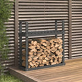 vidaXL Stojak na drewno, szary, 110x35x108,5 cm, lite drewno sosnowe