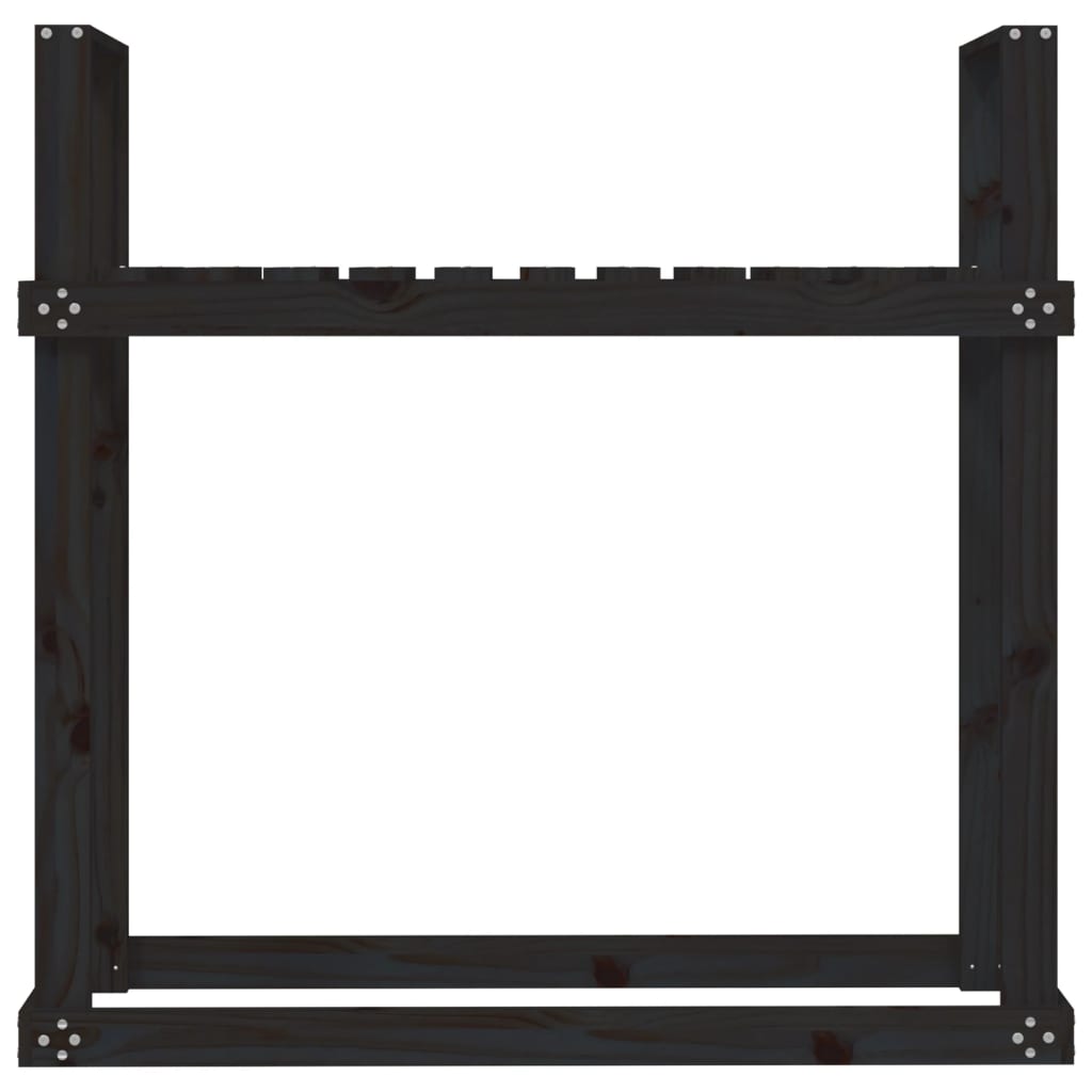 vidaXL Stojak na drewno, czarny, 110x35x108,5 cm, lite drewno sosnowe