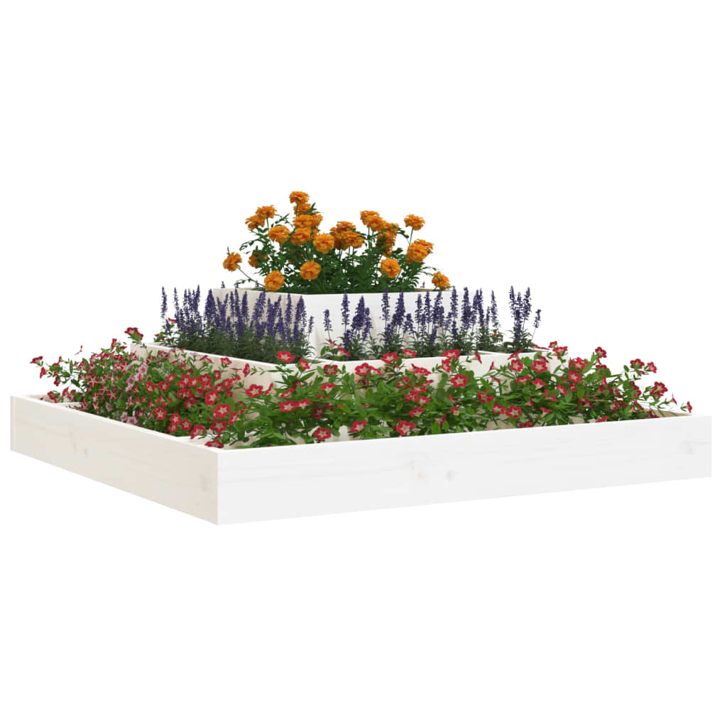 vidaXL Donica, biała, 80x80x27 cm, lite drewno sosnowe