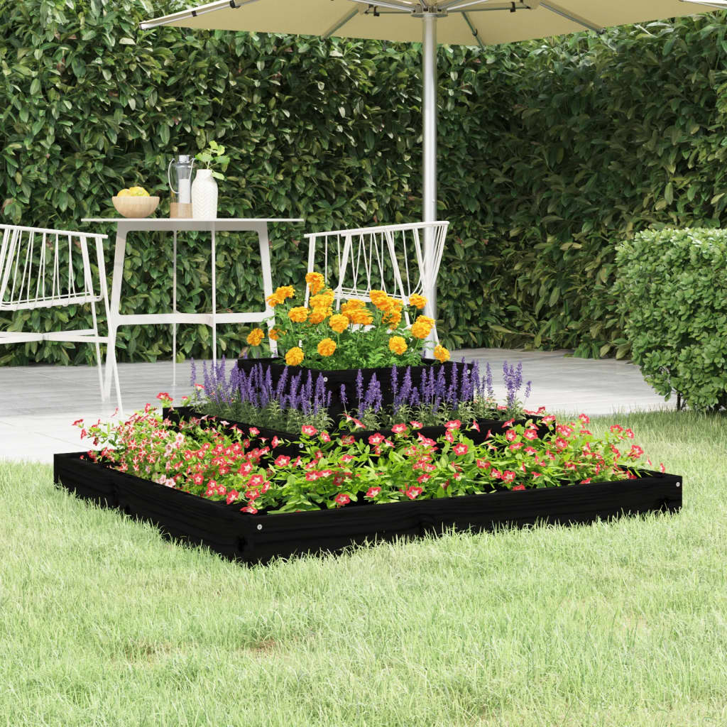 vidaXL Donica, czarna, 80x80x27 cm, lite drewno sosnowe