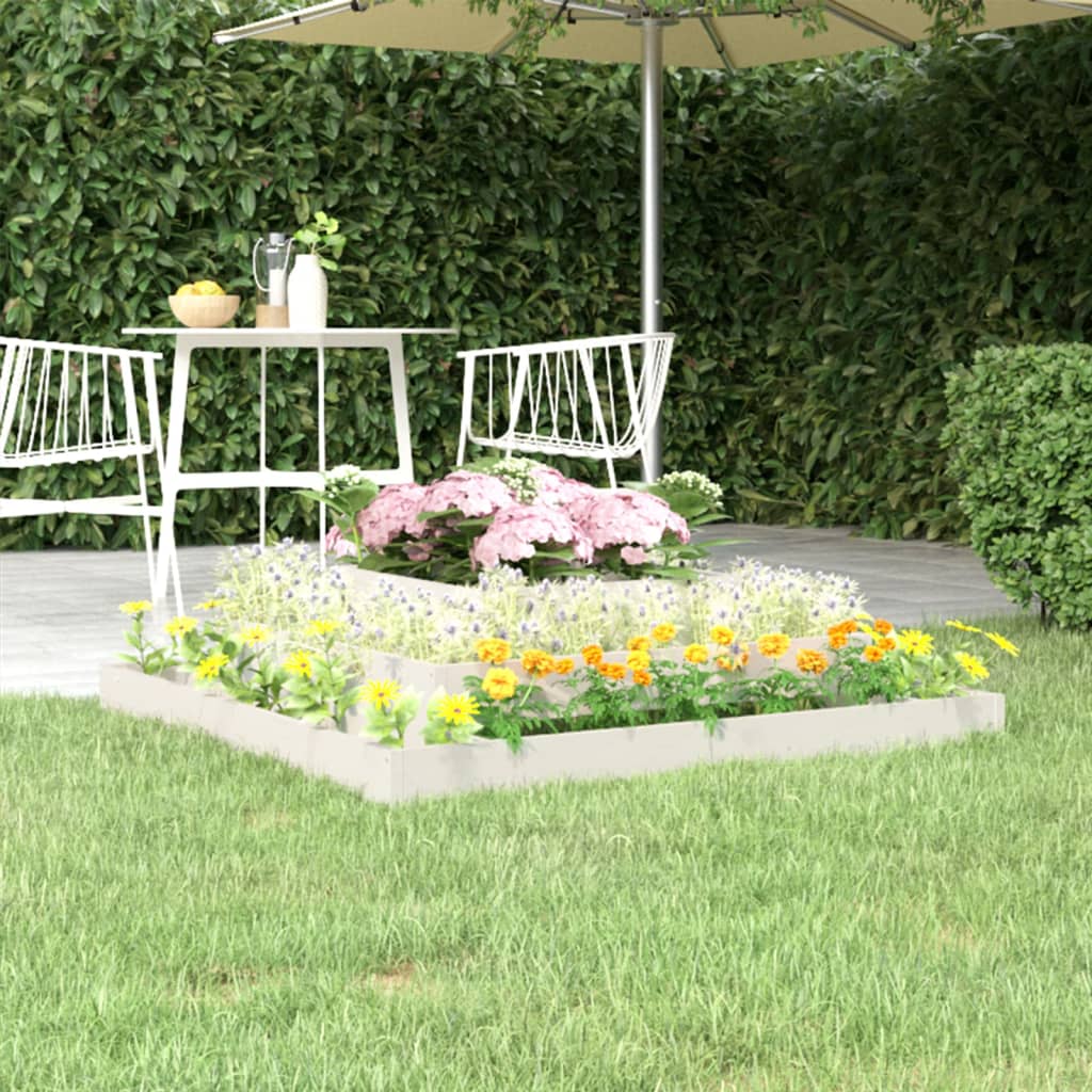 vidaXL Donica, biała, 110x110x27 cm, lite drewno sosnowe