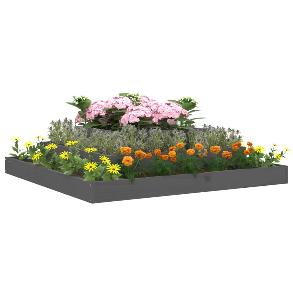 vidaXL Donica, szara, 110x110x27 cm, lite drewno sosnowe