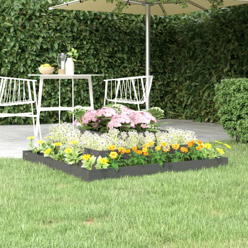 vidaXL Donica, szara, 110x110x27 cm, lite drewno sosnowe