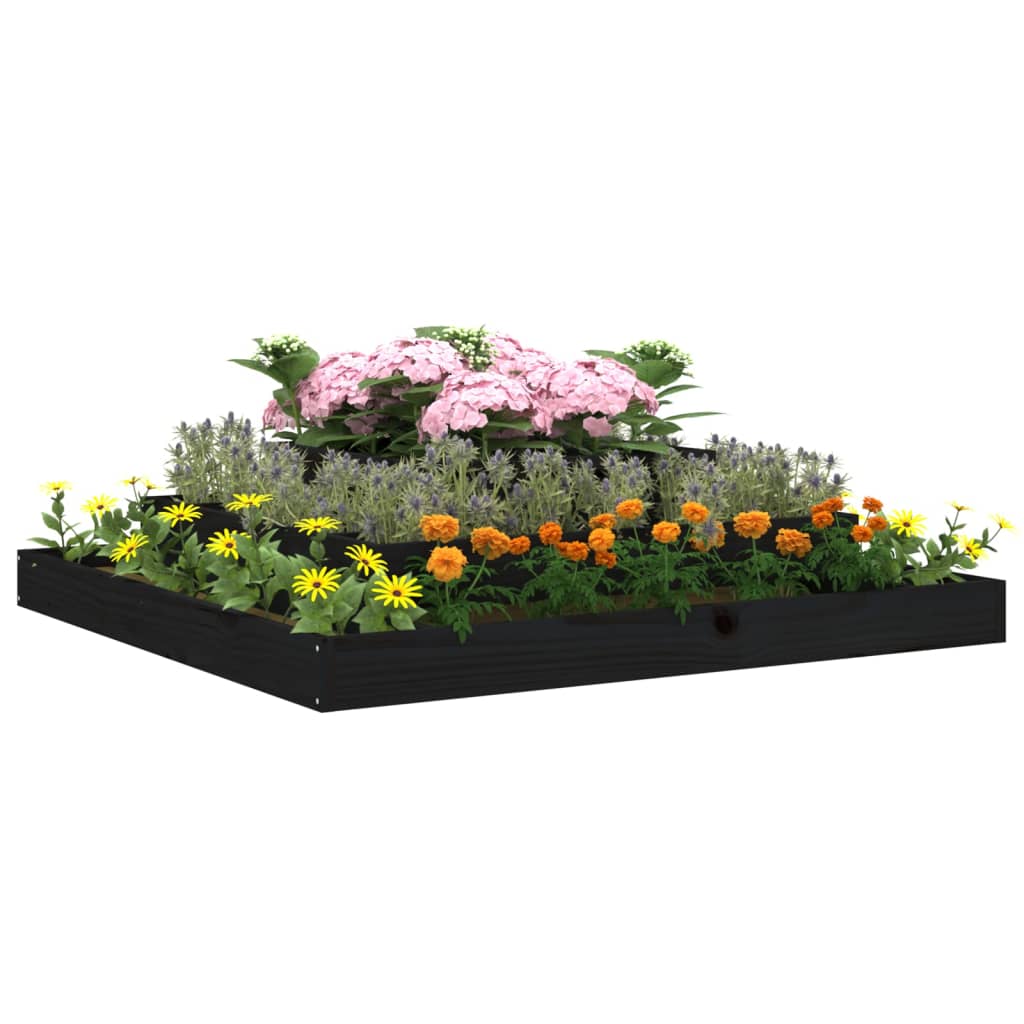 vidaXL Donica, czarna, 110x110x27 cm, lite drewno sosnowe