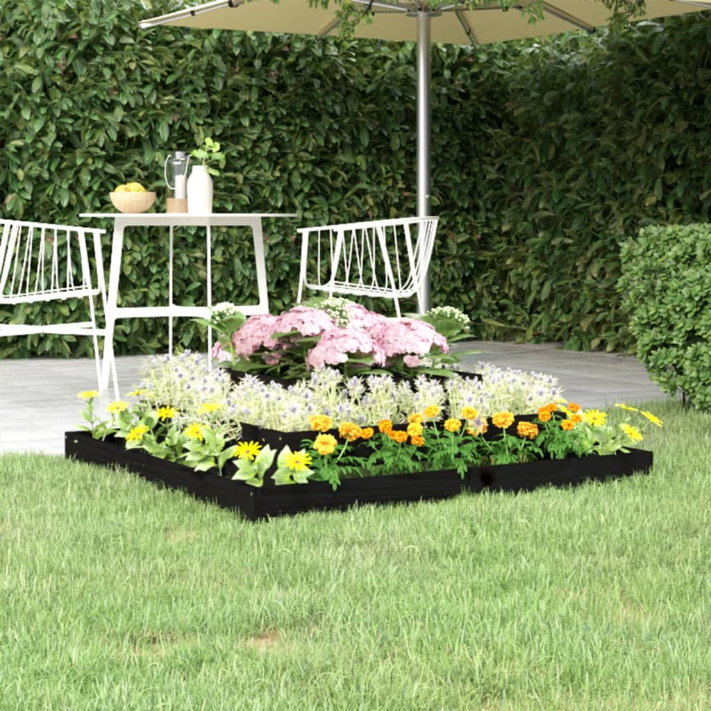 vidaXL Donica, czarna, 110x110x27 cm, lite drewno sosnowe
