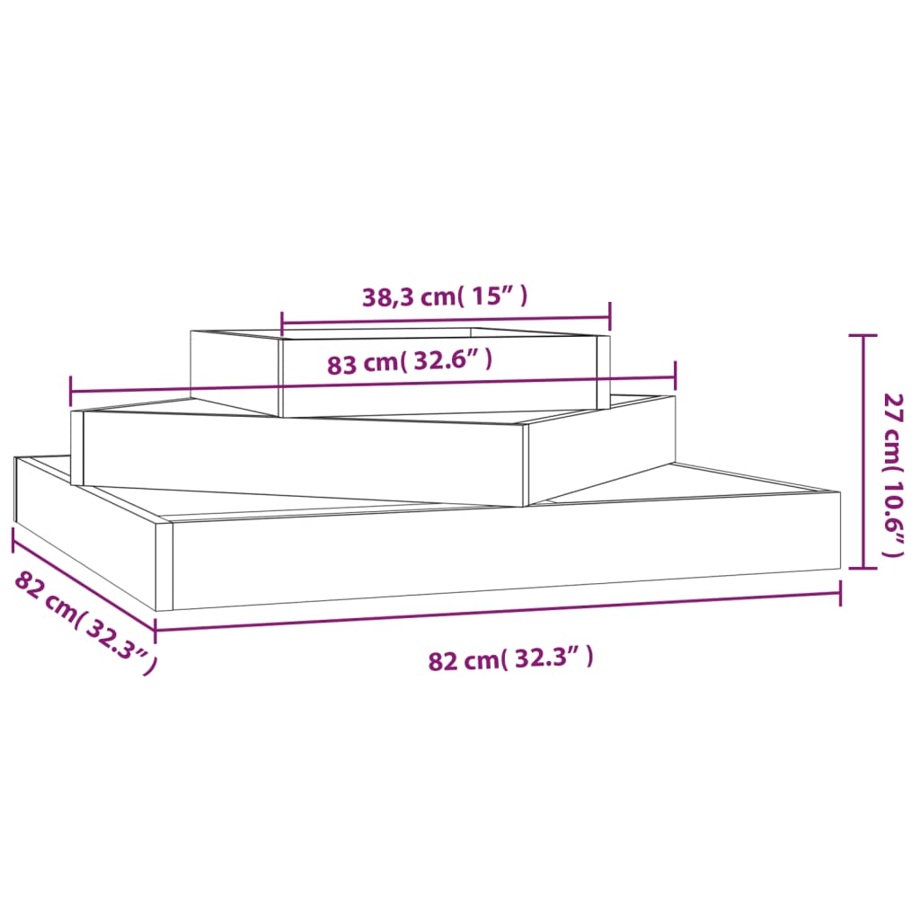 vidaXL Donica, 83x83x27 cm, lite drewno sosnowe